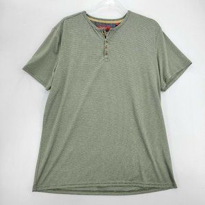 Bruno Milano Shirt Mens Large L Green Stripe Super Soft Henley Short Sleeve Tee
